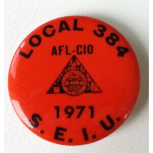 Vintage 70s Local 384 AFL CIO SEIU Employee Union Pin Button 1971